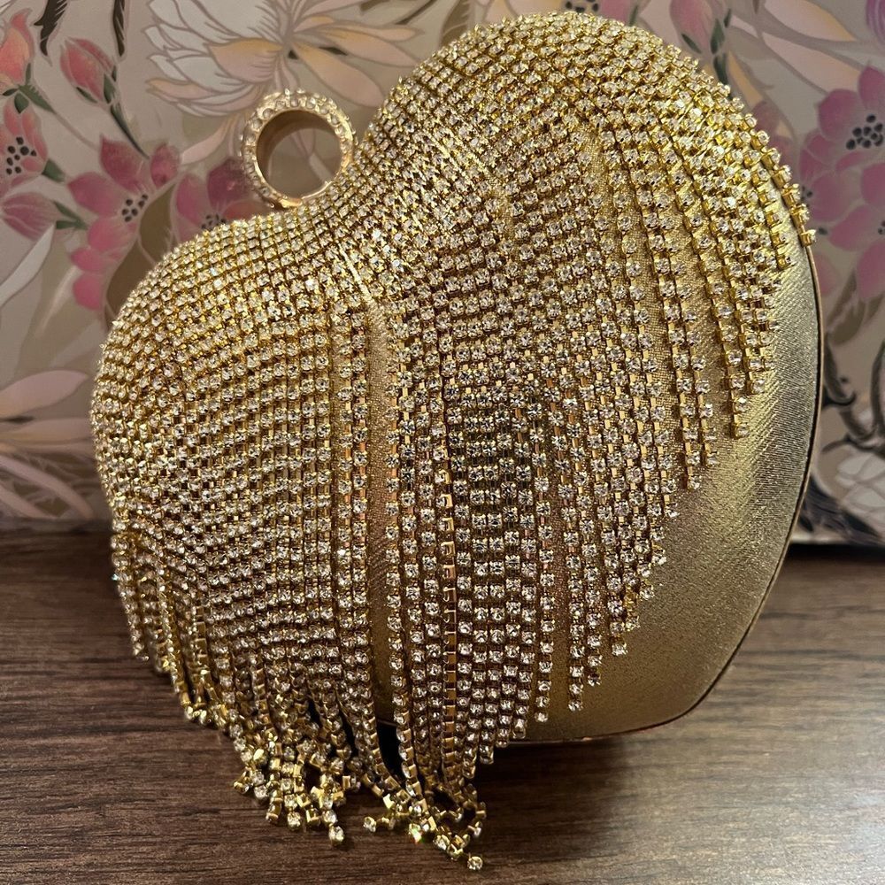 Gold Heart-Shaped Evening Clutch